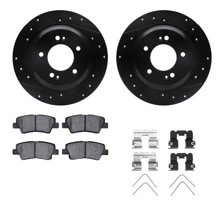 DYNAMIC FRICTION CO 8512-21022, Rotors-Drilled and Slotted-Black w/ 5000 Advanced Brake Pads incl. Hardware, Zinc Coated 8512-21022